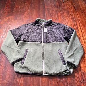 Marine Layer Bariloche Sherpa Jacket Mens XL Anthracite / Green Full Zip NWT